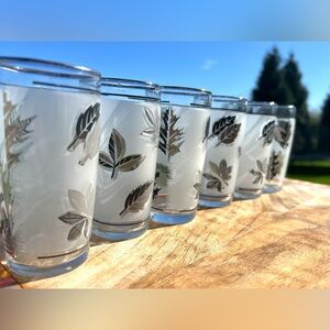 Vintage ‘60’s Libbey Silver Foliage Tumblers Glassware set of 6
